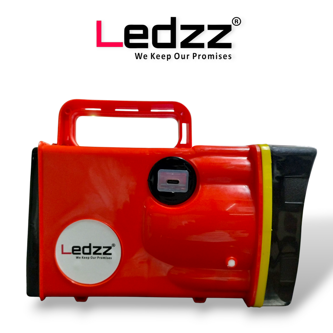 Lithium ion Torch | Rechargable Torch | 6000 mAh Battery | 10 Hrs Back Up | Bright Output With 50W LED Light | Long Range LED Torch for Outdoor Activities, Home | TYPE C Charging Cord  | 12 Months Warranty |  Pack Of 01 (RED)