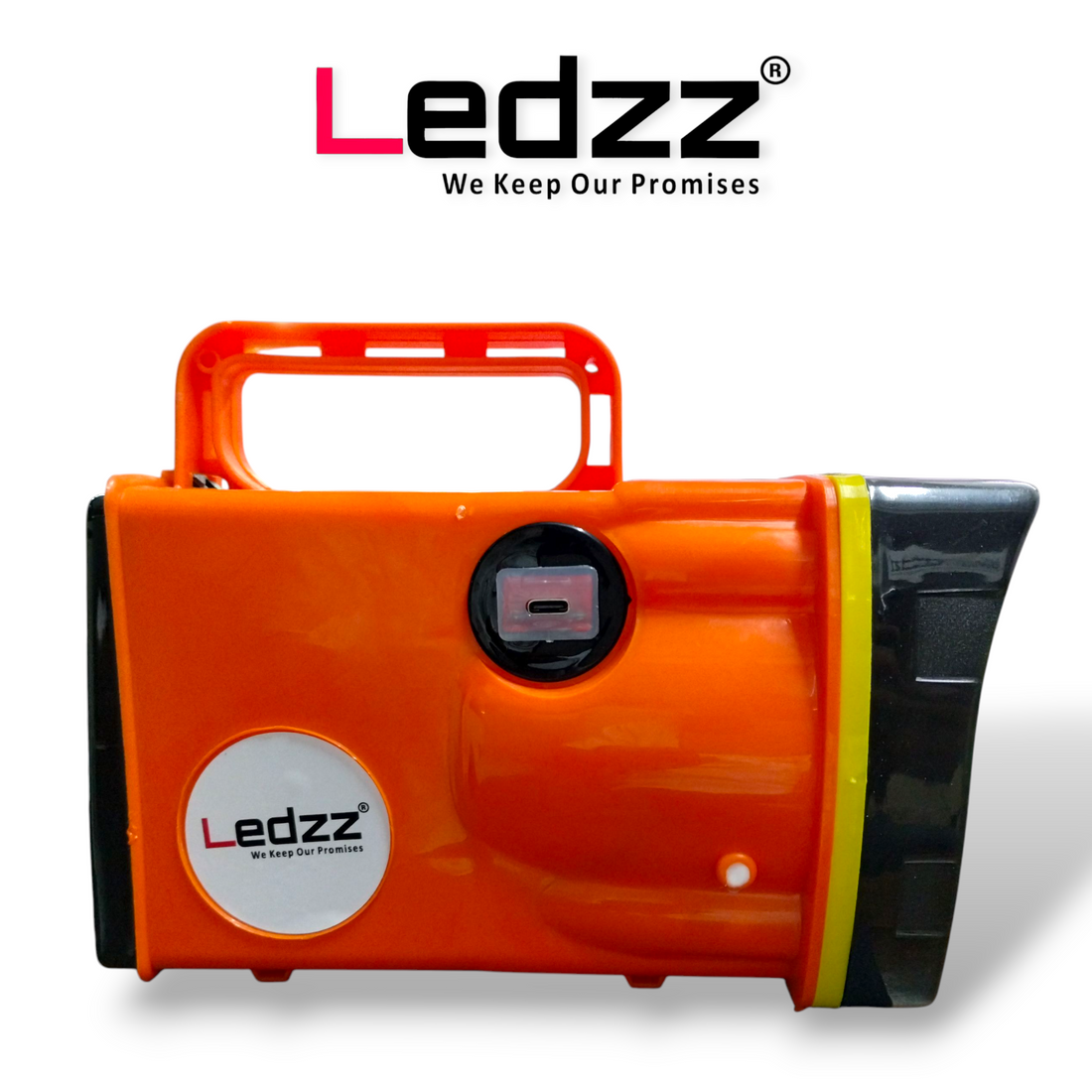 Lithium ion Torch | Rechargable Torch | 6000 mAh Battery | 10 Hrs Back Up | Bright Output With 50W LED Light | Long Range LED Torch for Outdoor Activities, Home | TYPE C Charging Cord  | 12 Months Warranty |  Pack Of 01 (ORENGE)